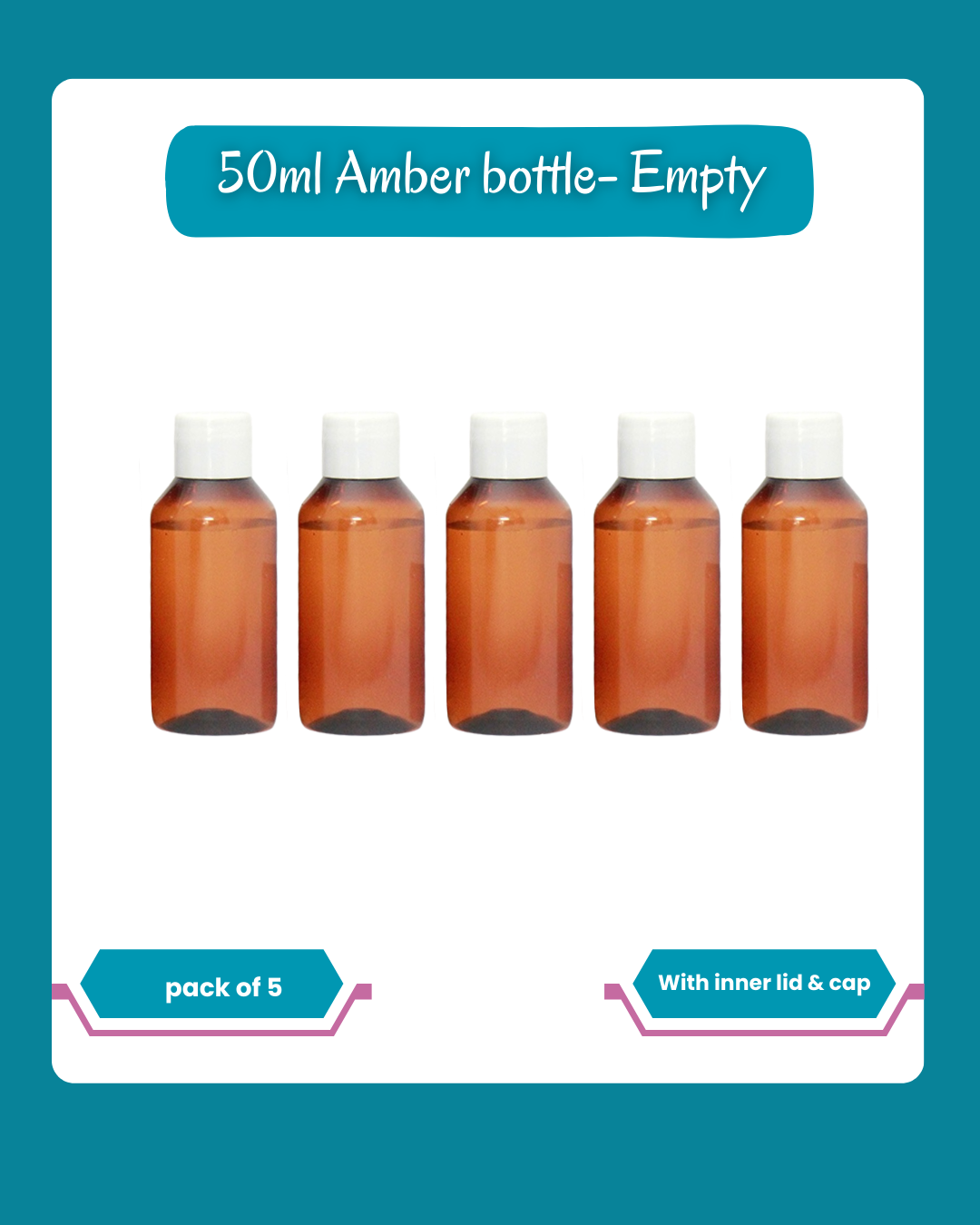 Empty Amber Bottles - Pack of 5
