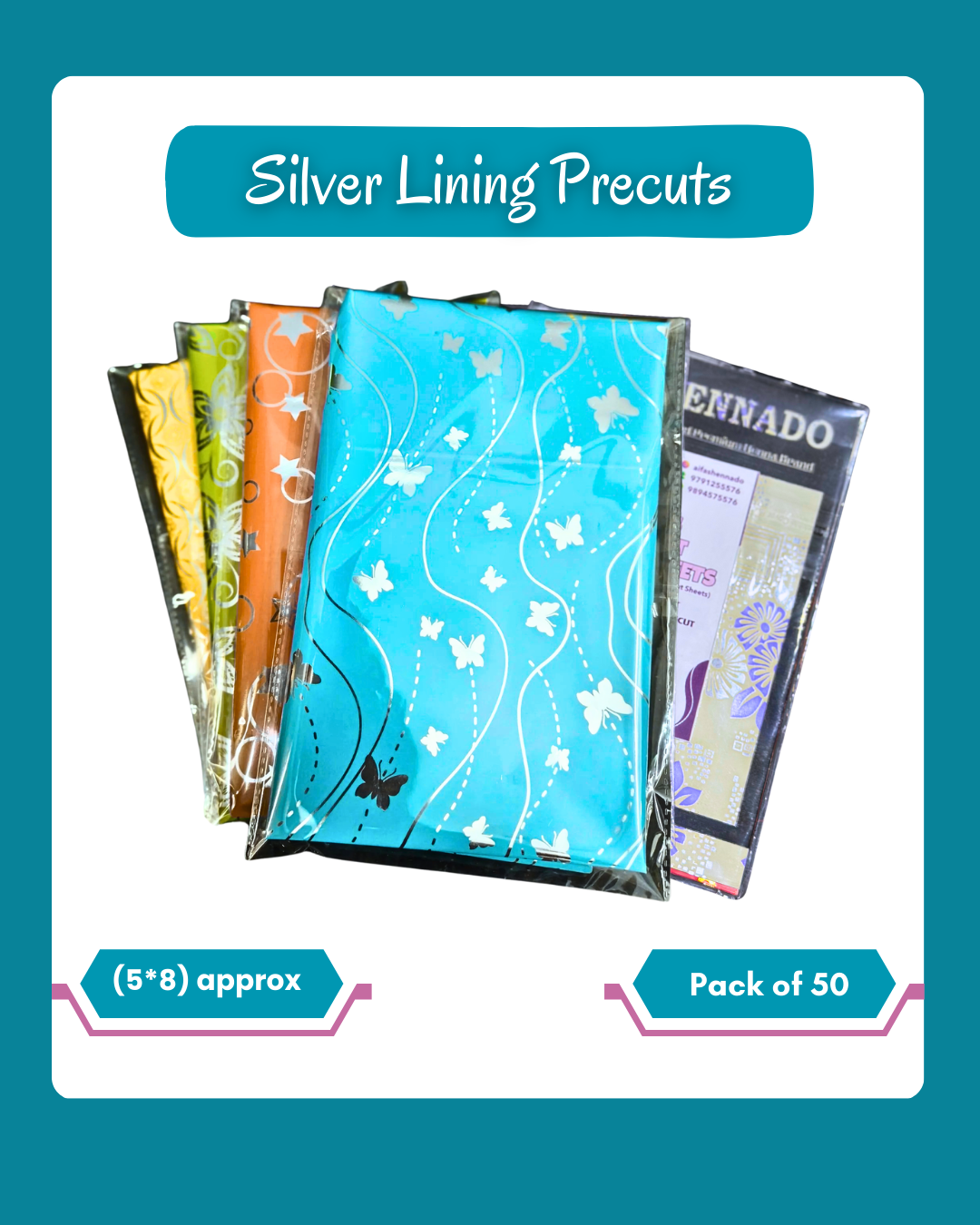 Precut Silver designer - Pack of 50