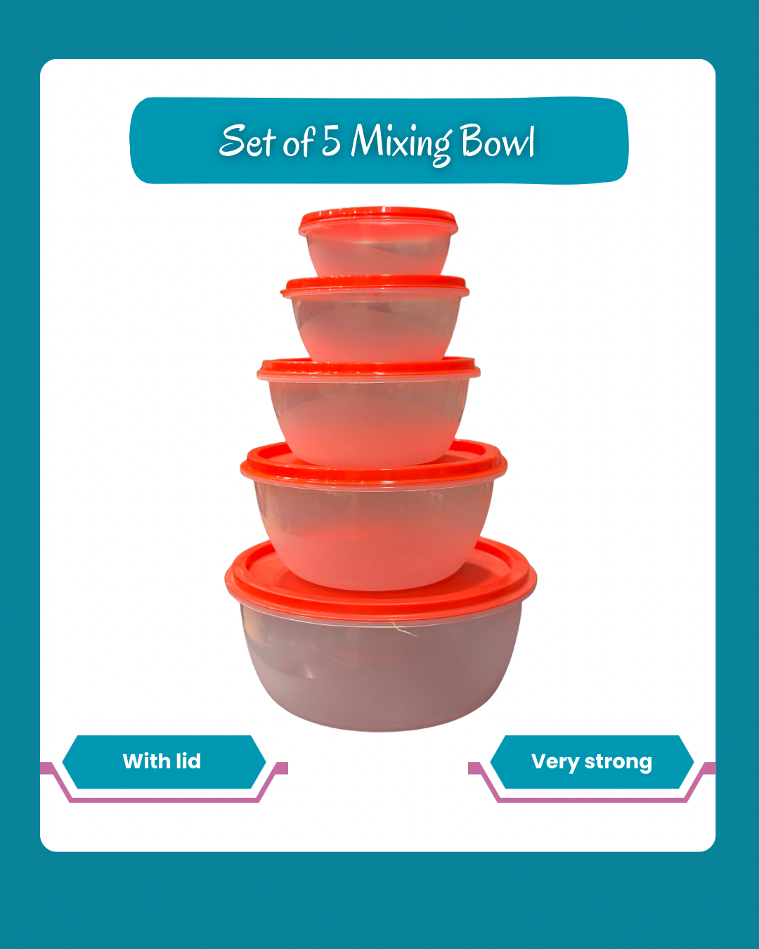 Mixing Bowls with lid set of 5